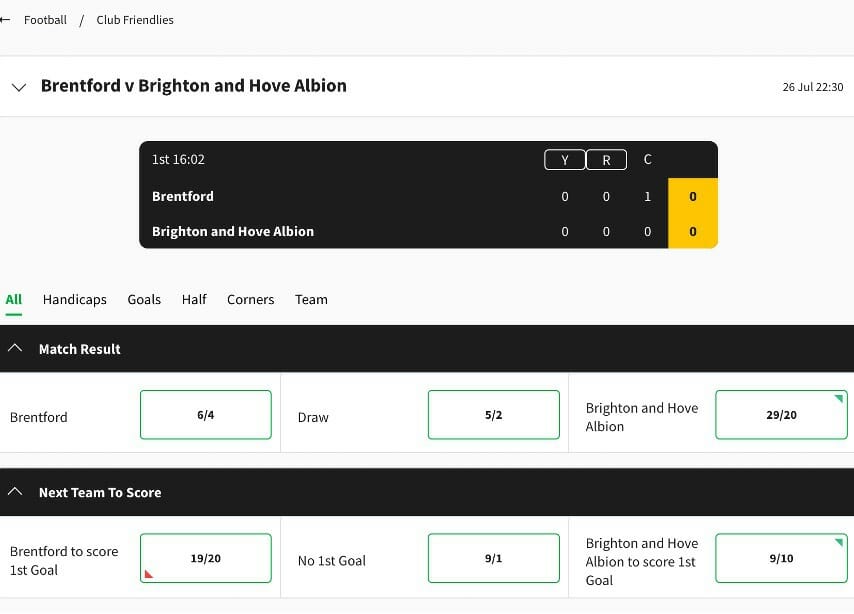 Quinnbet In play betting