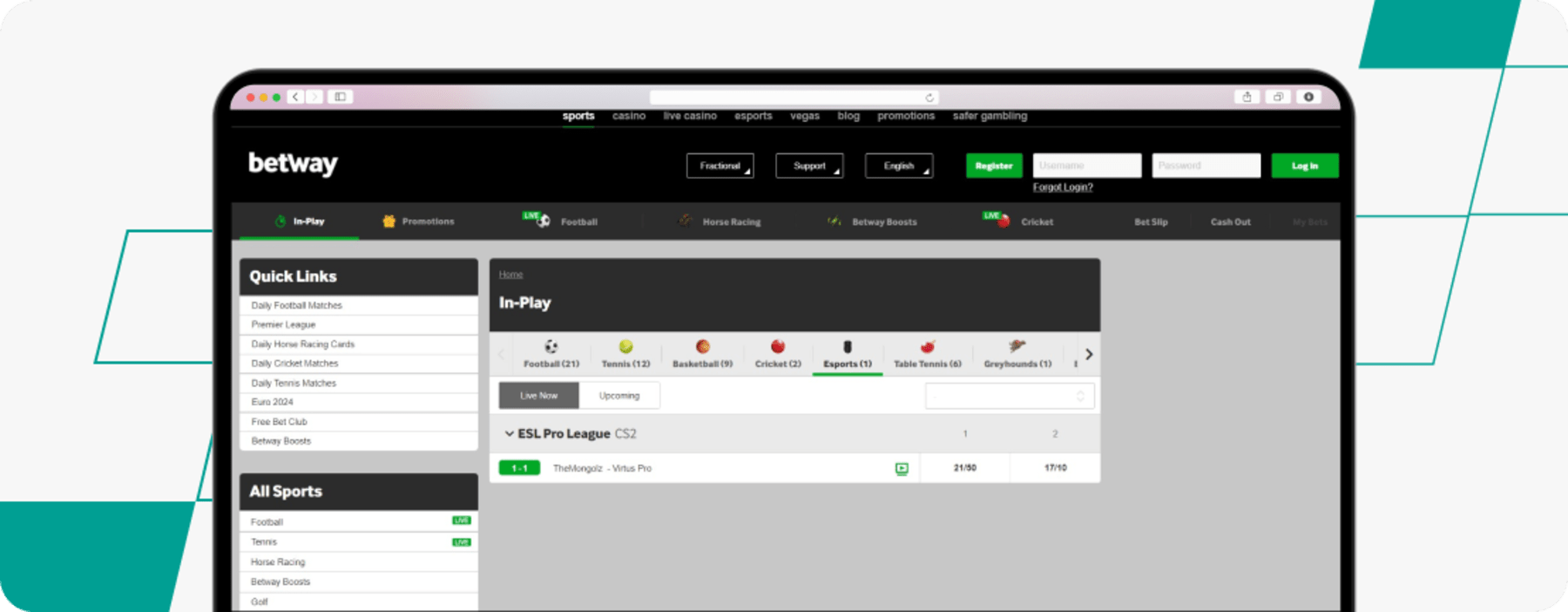 Betway Live Streaming desktop screenshot