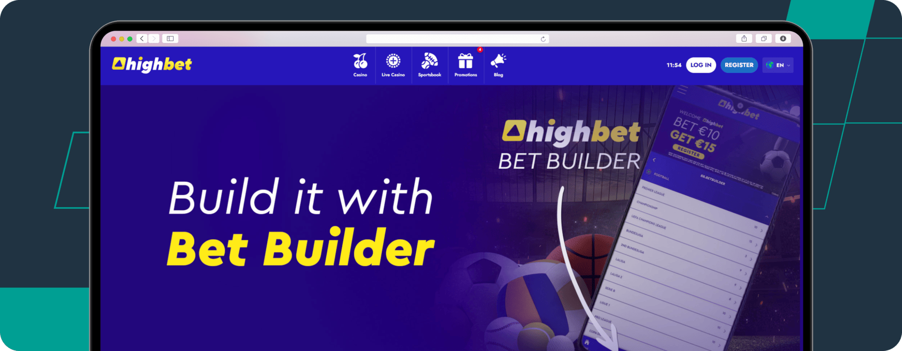 screenshot of highbet bet builder